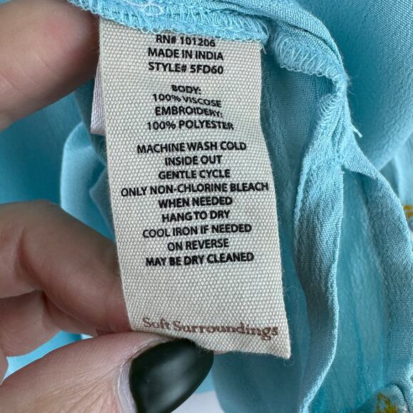 Soft Surroundings Blue River Island Embroidered Tunic 3/4 Sleeve Plus Size 2X - Picture 7 of 16